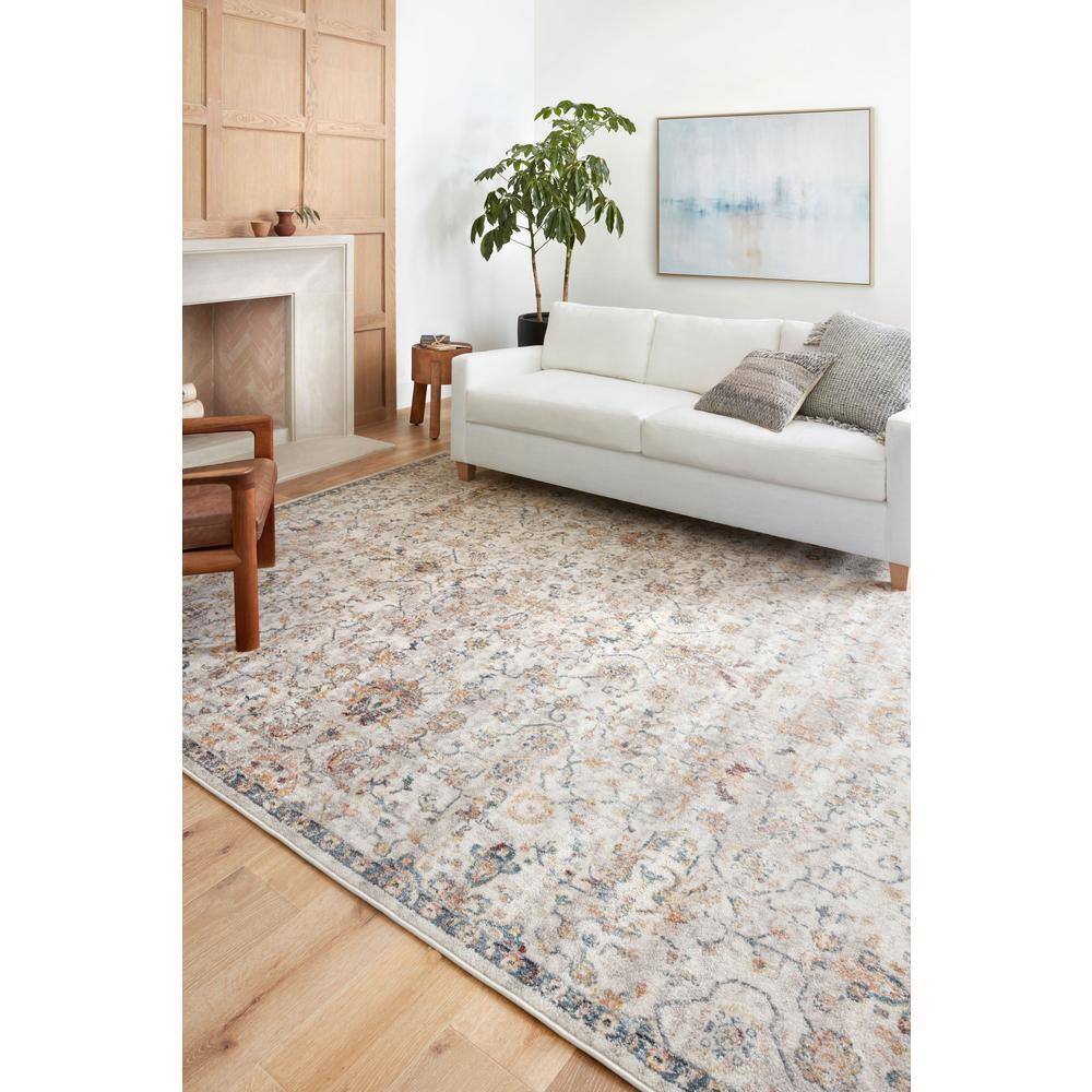 Cassandra Dove and Navy Stain-Resistant Runner Rug 2'-6" x 7'-9"