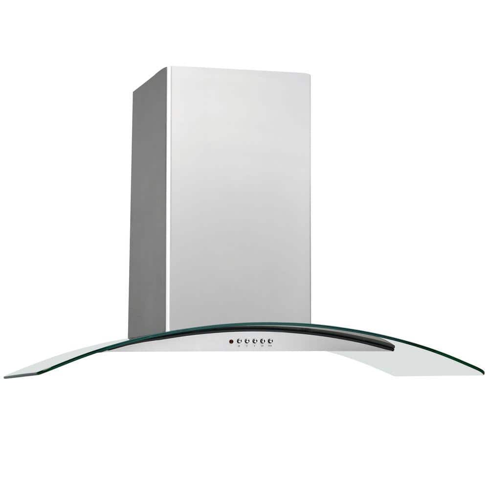 Frigidaire 30 in. Convertible Wall Mount Chimney Range Hood in Stainless Steel with Glass Canopy, Silver