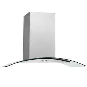 30 in. Convertible Wall Mount Chimney Range Hood in Stainless Steel with Glass Canopy