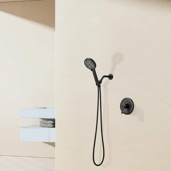 3-Spray Wall Mount Handheld Shower Head 1.8 GPM in Black