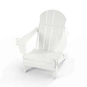 White Folding Adirondack Chair with Cup Holder (Set of 1)