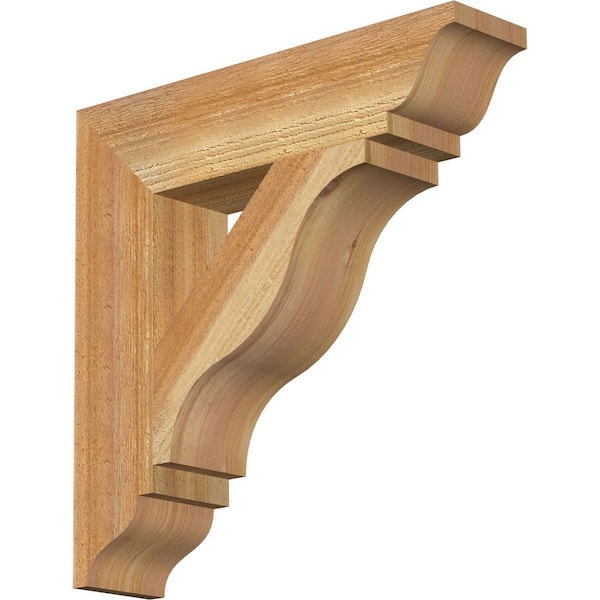 Ekena Millwork 4 in. x 18 in. x 18 in. Western Red Cedar Funston Traditional Rough Sawn Bracket