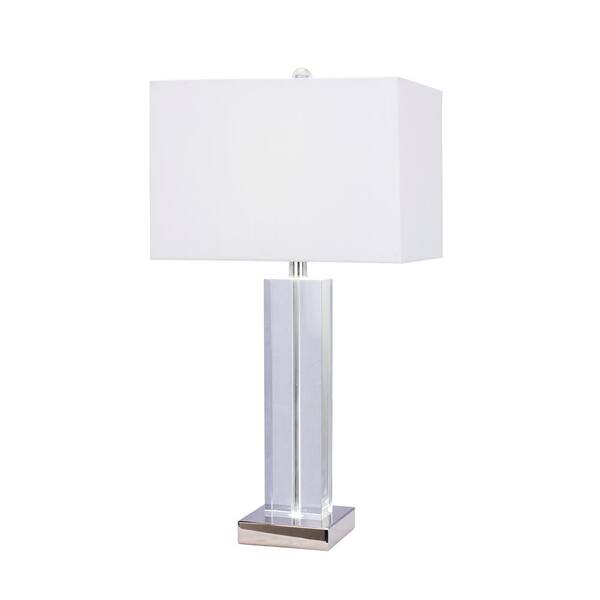 Fangio Lighting 27 in. Clear Crystal and Polished Nickel Metal Table Lamp with LED Nightlight