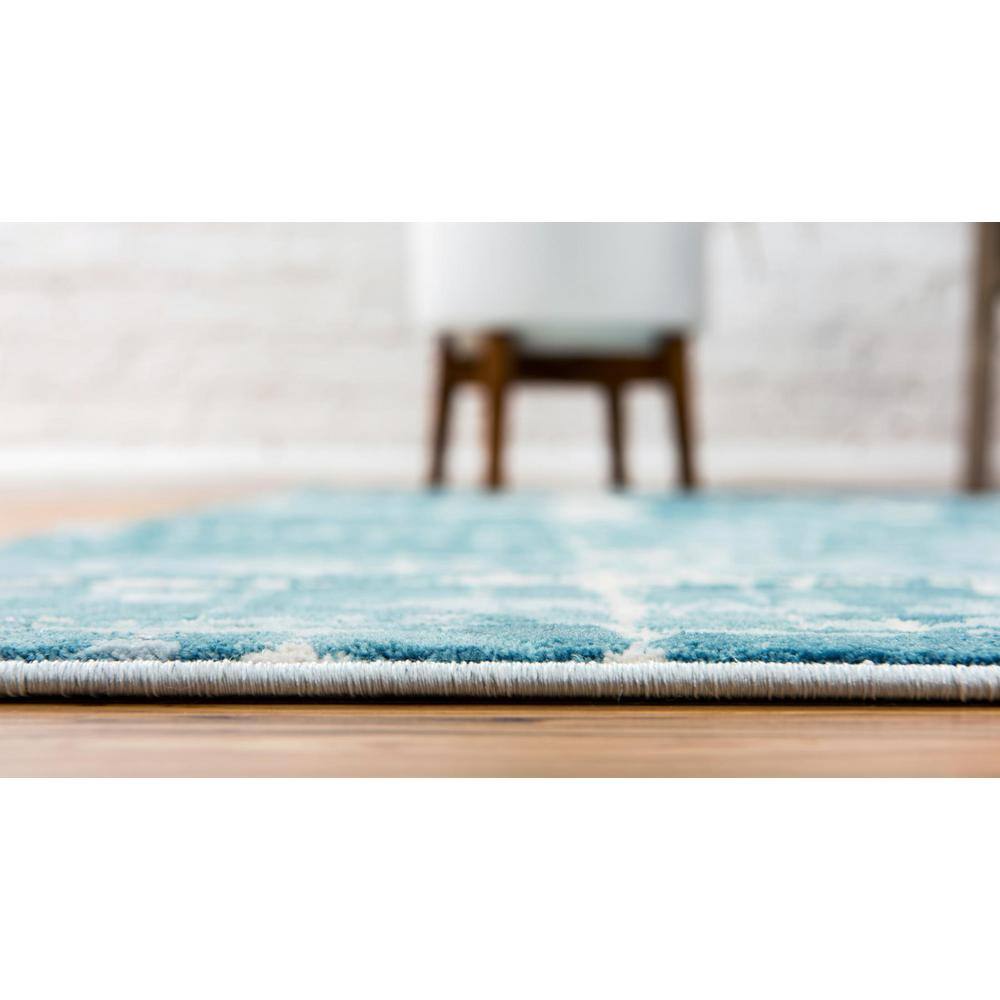Turquoise Bliss 8x10 Hand-Knotted Wool Blend Modern Area Rug