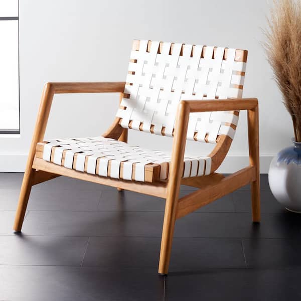 Bellona Natural/White Leather Side Chair