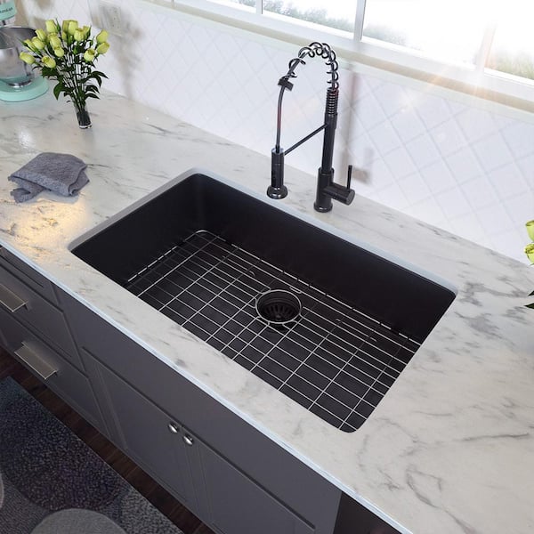 33 in. L x 19 in. W Undermount Single Bowl 16-Gauge Stainless Steel Kitchen Sink in Gunmetal Black