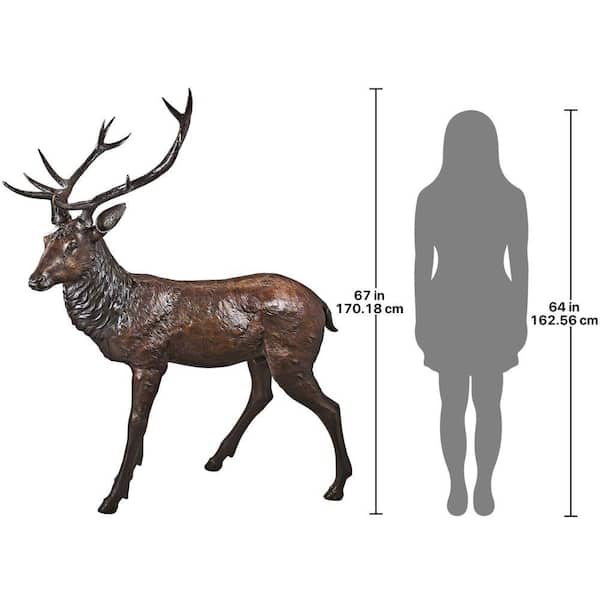 Cast Bronze Standing Deer 8 Point Buck Antlers Wildlife Animal Art Statue 
