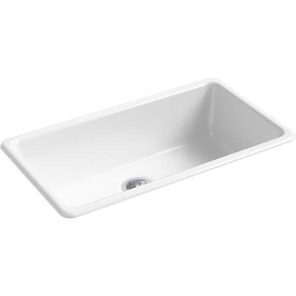 Iron/Tones White Cast Iron 33 in. Single Bowl Drop-In or Undermount Kitchen Sink