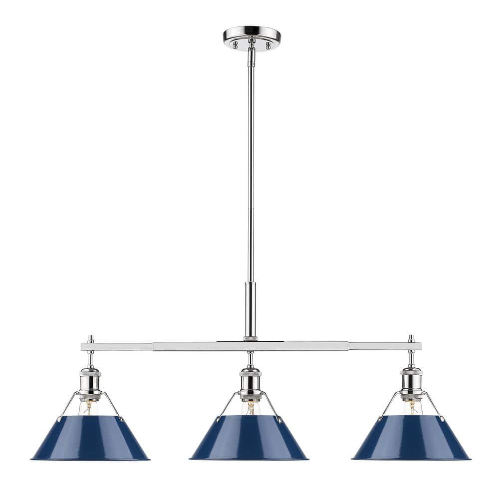 Orwell 3-Light Chrome with Navy Shade Linear Pendant price history on PriceWatchPro