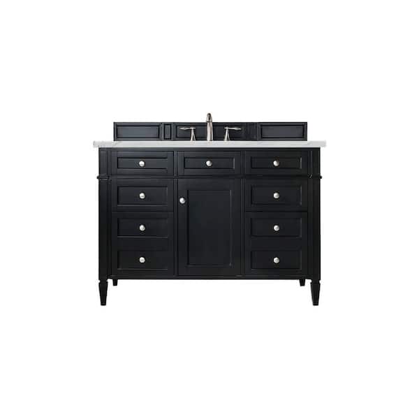 James Martin Vanities Brittany 48.0 in. W x 23.5 in. D x 34 in. H Bathroom Vanity in Black Onyx with Ethereal Noctis Quartz Top
