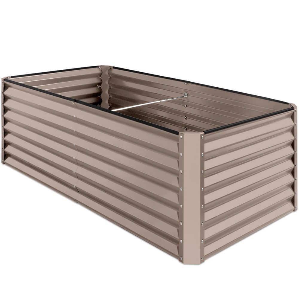 Taupe 6x3x2ft Outdoor Steel Raised Garden Bed Planter Box