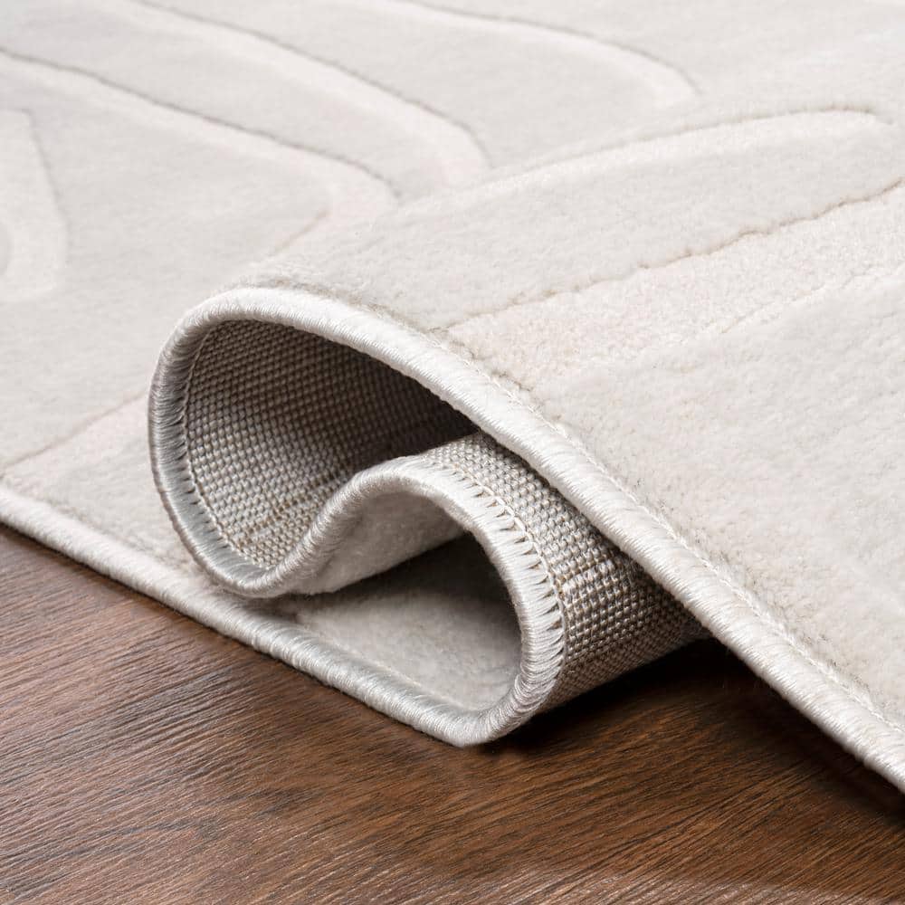 Alcina 8' x 10' White/Cream Abstract High-Low Area Rug