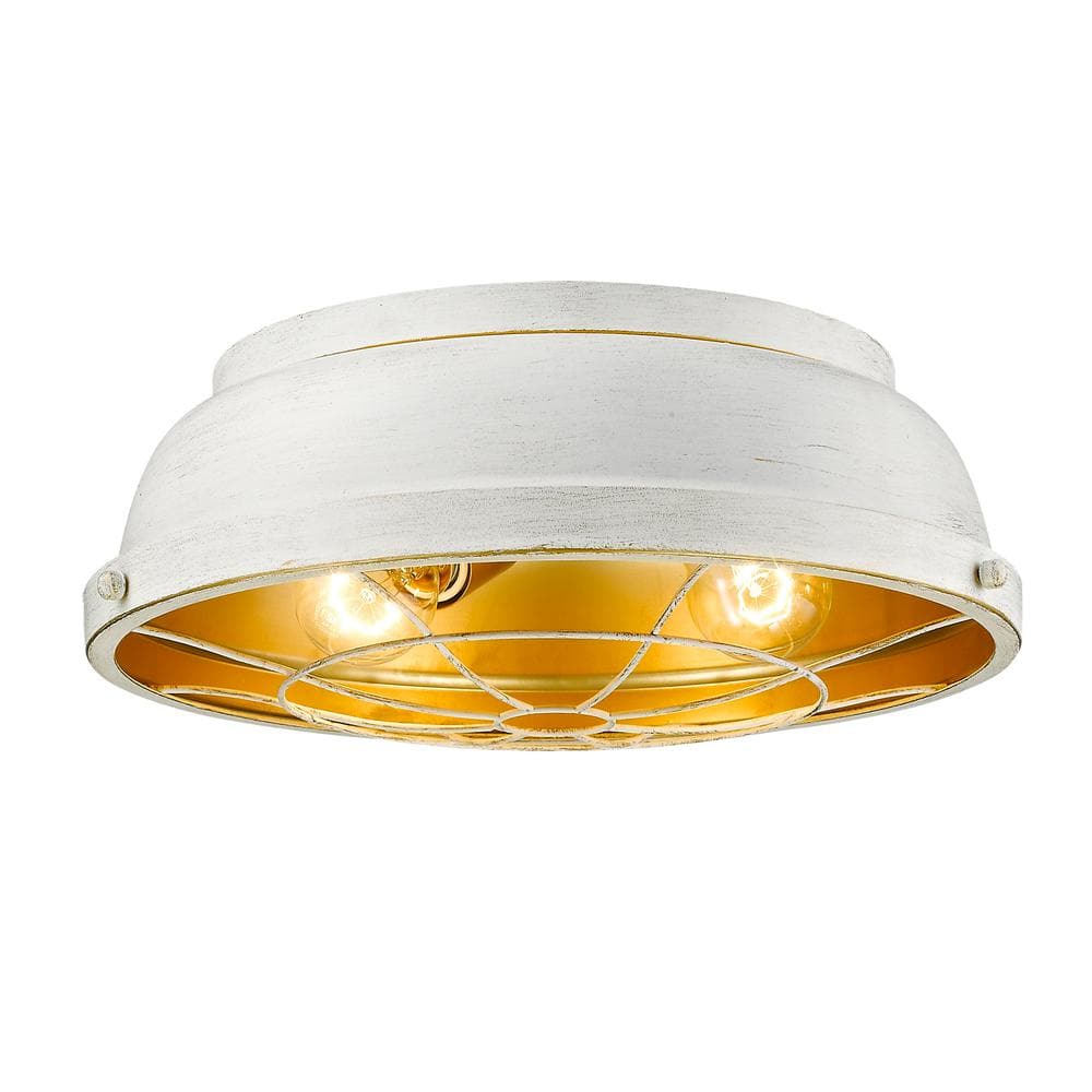French White Rustic Glass LED Flush Mount Light