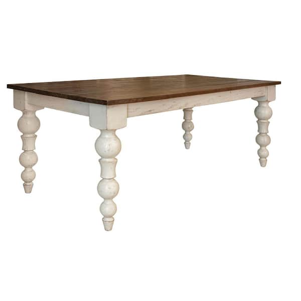Benjara 39.25 in. White and Brown Wood 4-Legs Dining Table (Seat of 6)