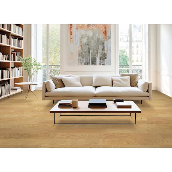 Mohawk Patton Avenue Winter Wheat Oak 0.5 in. T x 5 in. W Wirebrushed Engineered Hardwood Flooring (29.54 sq. ft./case)