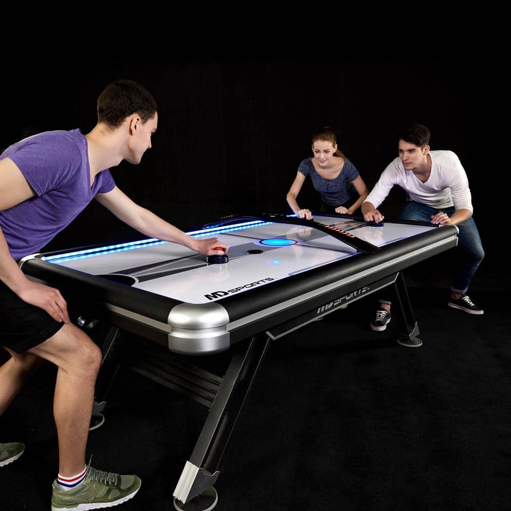 Titan 7.5' Black and Silver Air Hockey Table with Digital Scoreboard