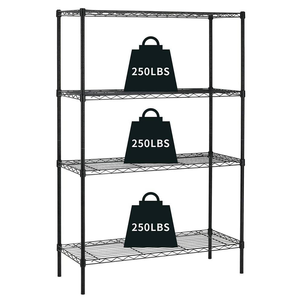 Black 4Tier Adjustable Heavy Duty Metal Wire Shelving Unit (36 in. W x