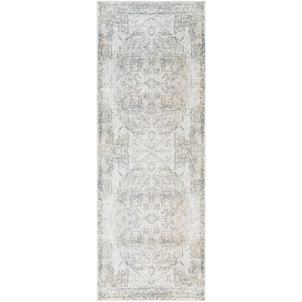 Lillian Charcoal/Light Brown 3 ft. x 7 ft. Machine-Washable Medallion Indoor Runner Area Rug