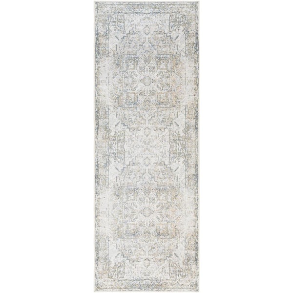 Livabliss Lillian Charcoal/Light Brown 3 ft. x 7 ft. Machine-Washable Medallion Indoor Runner Area Rug