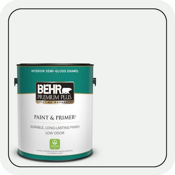 BEHR PREMIUM PLUS 1 gal. #ECC-65-2 Mineral Spring Semi-Gloss Enamel Low Odor Interior Paint & Primer