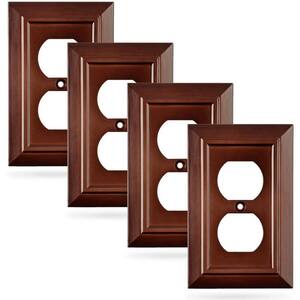 Dark Brown Mahogany Architecture 1-Gang Duplex Outlet Wall Plate (4-Pack)
