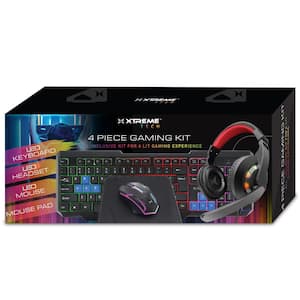 4-Piece Gaming Kit, Includes LED Wired Headset, Mouse, Keyboard, Mouse Pad, Computer Bundle