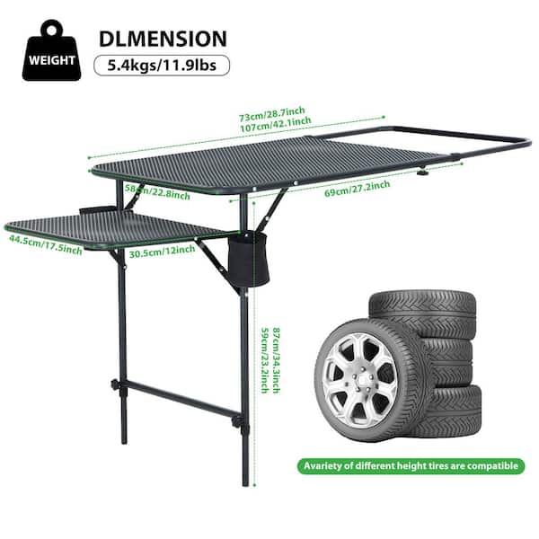 Unbranded - Tailgate Table, Tailgate Table, Car Camping, Camping Table, Vehicle Tire Mounted Table, Adjustable Height & Length