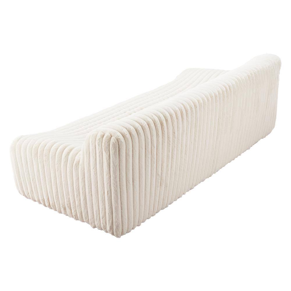 Cream Cord-Style Fabric Upholstered Sofa with Wood Frame