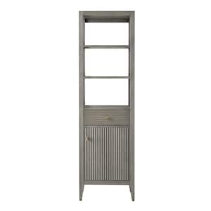 21 in. W x 17 in. D x 72 in. H Linear Driftwood Gray Freestanding Linen Cabinet for Bathroom