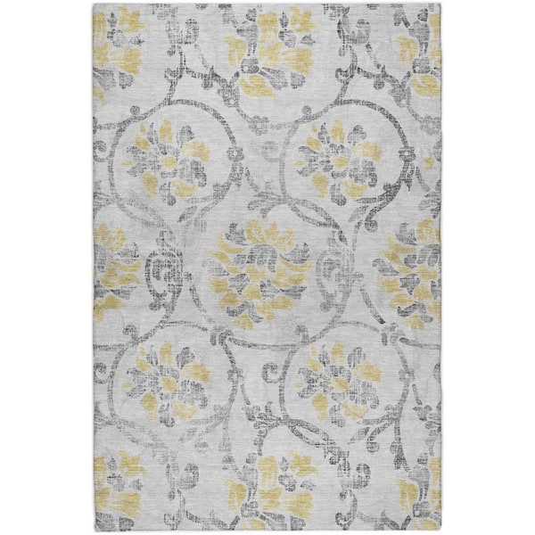 Dream Shag Premium Machine Washable Abstract ADS762 Silver 10 ft. x 14 ft. Area Rug
