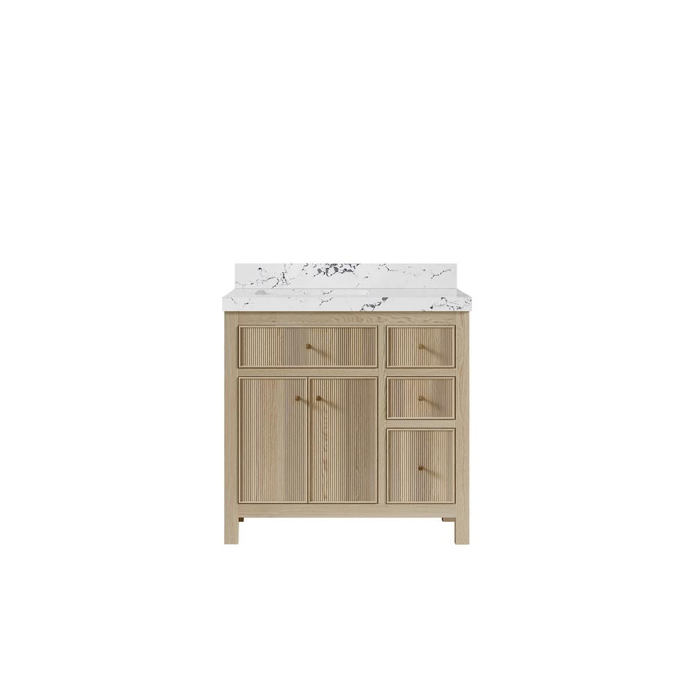 Sonoma Oak 36 in. W x 22 in. D x 36 in. H Single Left Offset Sink Bath Vanity White Oak with 2 in. Viola Night Qt. Top price history on PriceWatchPro