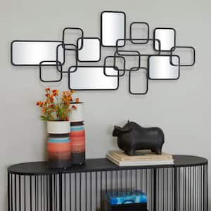 21 in. x 46 in. Geometric Framed Black Geometric Wall Mirror