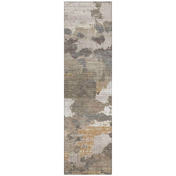 Chantille Machine Washable Indoor/Outdoor Abstract ACN2434 Brown 2 ft. x 7 ft. Runner Rug