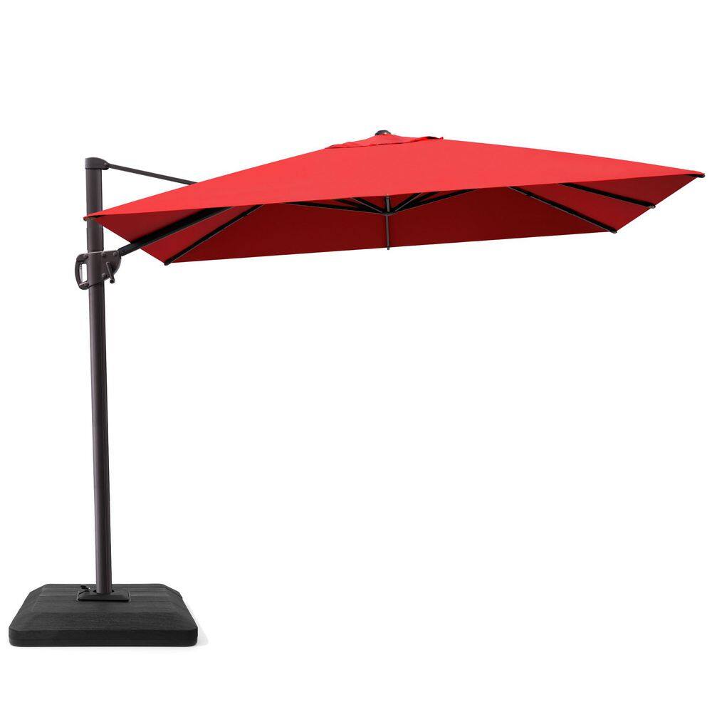 9 ft. x 11 ft. Swivel Top Cantilever Tilt Patio Umbrella in Red with 4-Piece HDPE Base price history on PriceWatchPro