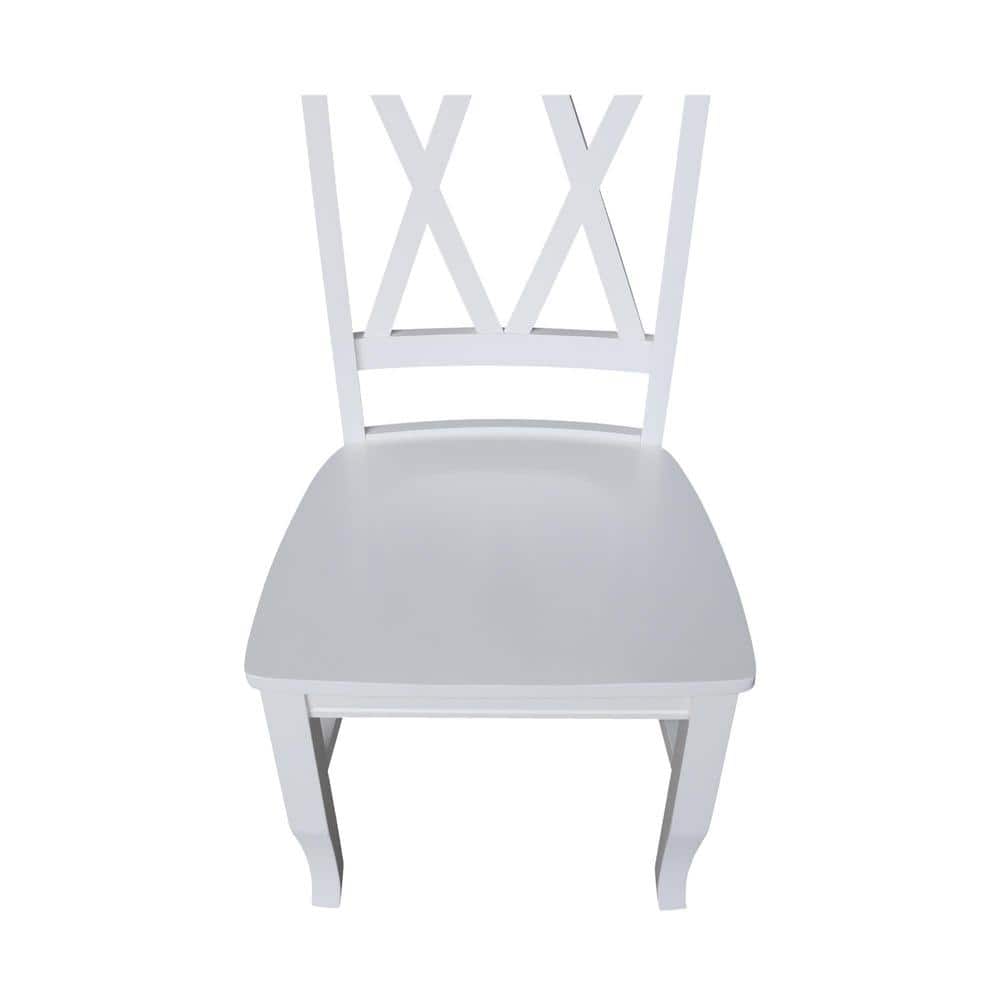 White High Cross Back Wood Side Chair Set
