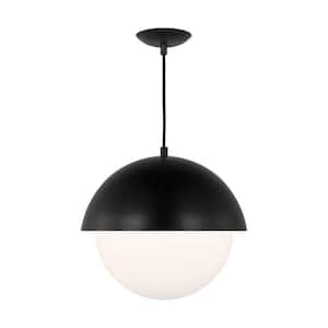 Hyde 1-light Midnight Black Large Statement Pendant Light with Opal Glass Shade