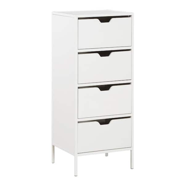 OSP Home Furnishings Freeport White 38.75 in. Accent Storage Cabinet with 4-Drawers