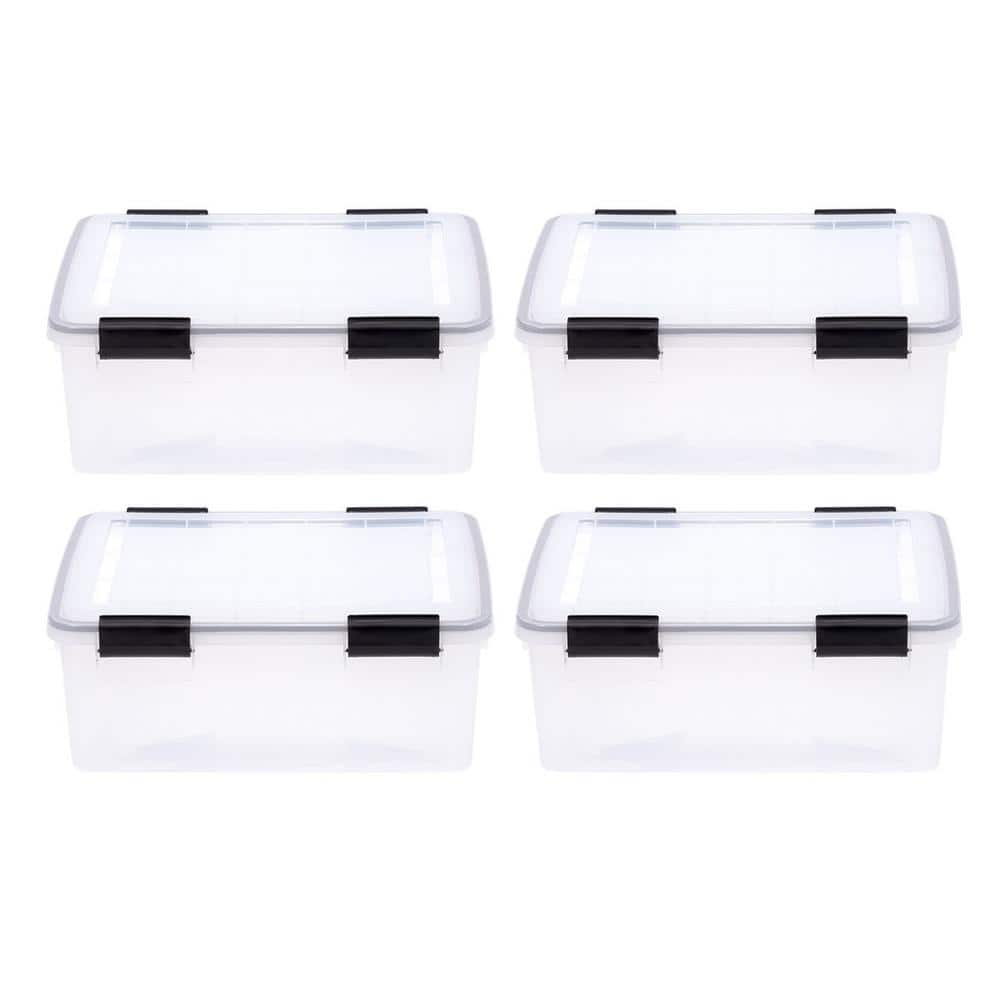 IRIS USA 4 Pack 91qt Large Clear View Plastic Storage Bin with Lid and  Secure Latching Buckles