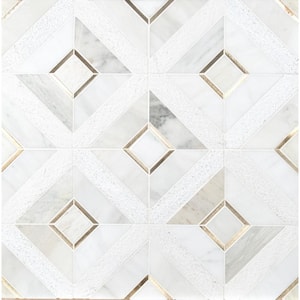 Verona Gold Pattern 11.85 in. x11.85 in. x 8 mm Honed Stone Blend Mosaic Tile (0.98 sq. ft.)
