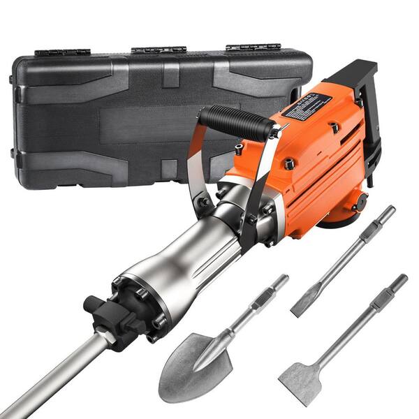 Demolition Jack Hammer, 25.6 in. x 4.7 in. Heavy Duty Jackhammer, 6 pcs Chisels Bit Chipping with Case