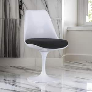 White and Black Fabric Metal Frame Dining Chair