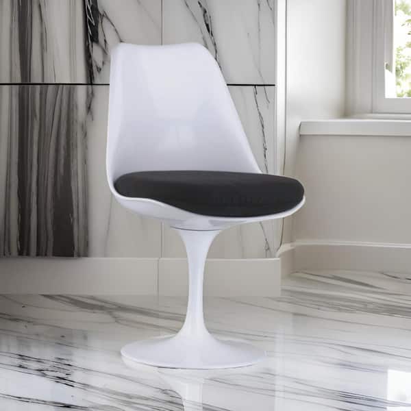Benjara White and Black Fabric Metal Frame Dining Chair