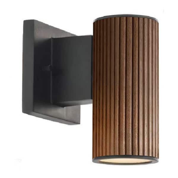 NOVA of California Tambo 11 in. 1-Light Weathered Brass Mid-Century Modern Smart Home Enabled Wall Sconce with Geometric Shade