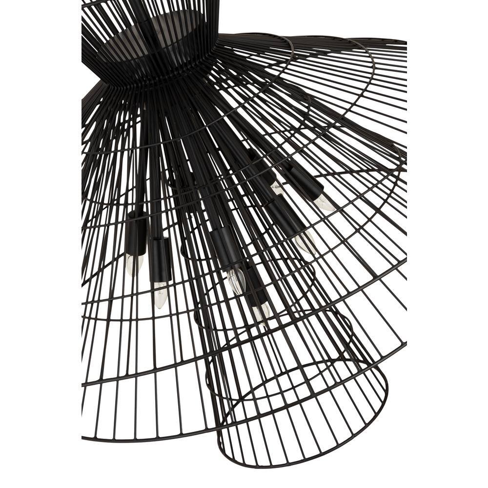 Matte Black 8-Light Industrial Cage Chandelier