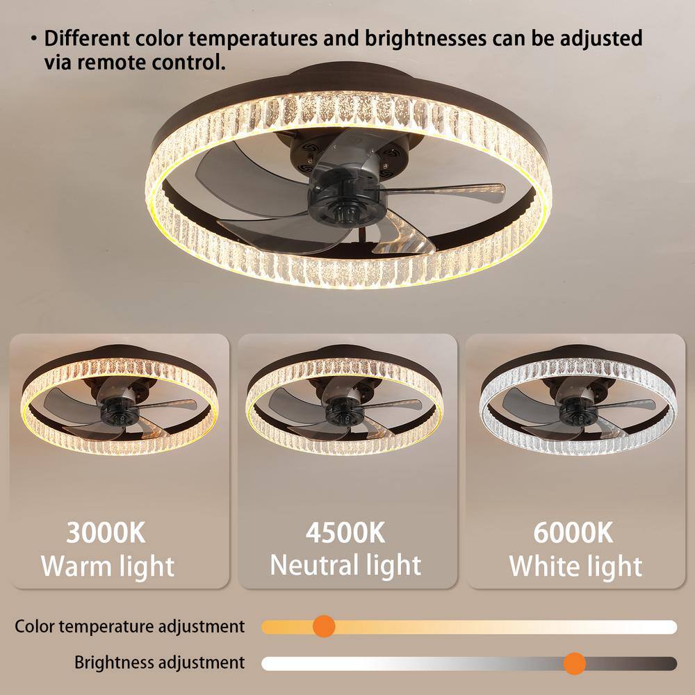 20 in. W Integrated LED Ceiling Fan with Light Flush Mount, Dimmable/6 Speeds/Timer/Reversible/Memory (Blade and Brown) price history on PriceWatchPro