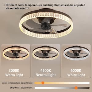 20 in. W Integrated LED Ceiling Fan with Light Flush Mount, Dimmable/6 Speeds/Timer/Reversible/Memory (Blade and Brown)