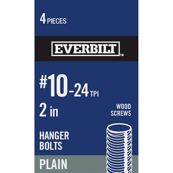 #10-24 in. x 2 in. Coarse/Standard Steel Plain Double Ended Hanger Bolt (4 Piece)