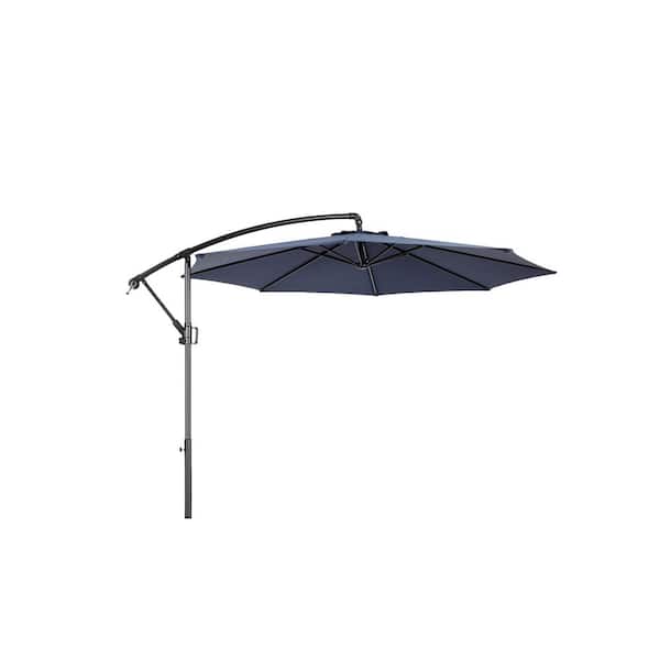 Unbranded 10 ft. Steel Offset Hanging Cantilever Patio Umbrella in Navy Blue with Easy Tilt Adjustment, 8 Ribs for Backyard