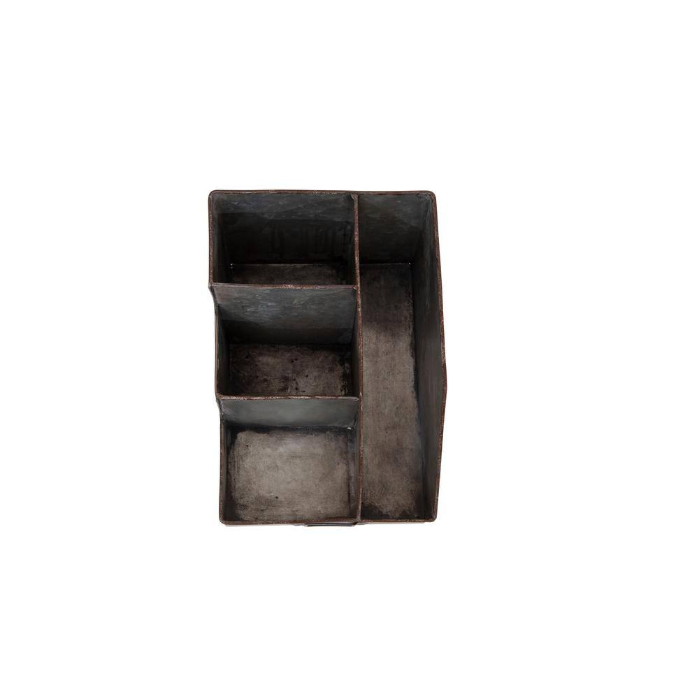 Galvanized Metal 9.5" Desk Organizer with 4 Compartments