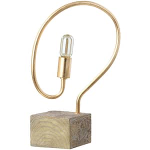 Tori 19.25 in. Gold/Natural Curved Table Lamp with Edison 25-Watt Bulb